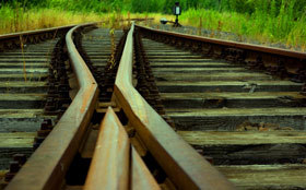Karriereweg, Weiche, Schienen, überkreuzt