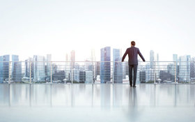 Businessman, Skyline, City, Stadt