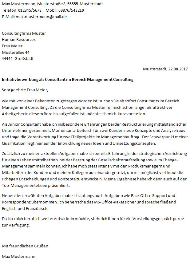 das richtige anschreiben