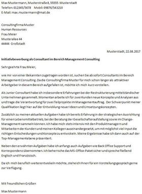 Muster Anschreiben Initiativbewerbung